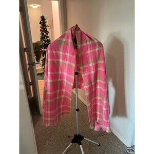 Pink & Camel Plaid Oversized Scarf or Shawl